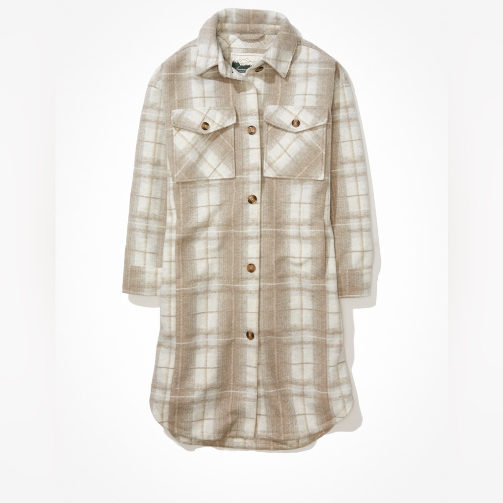American Eagle Elongated Plaid Shacket - Size XL